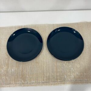 IKEA Salad Plates Lot of Two Elegant Cobalt Blue Glazed Size 8" 21963 Stoneware